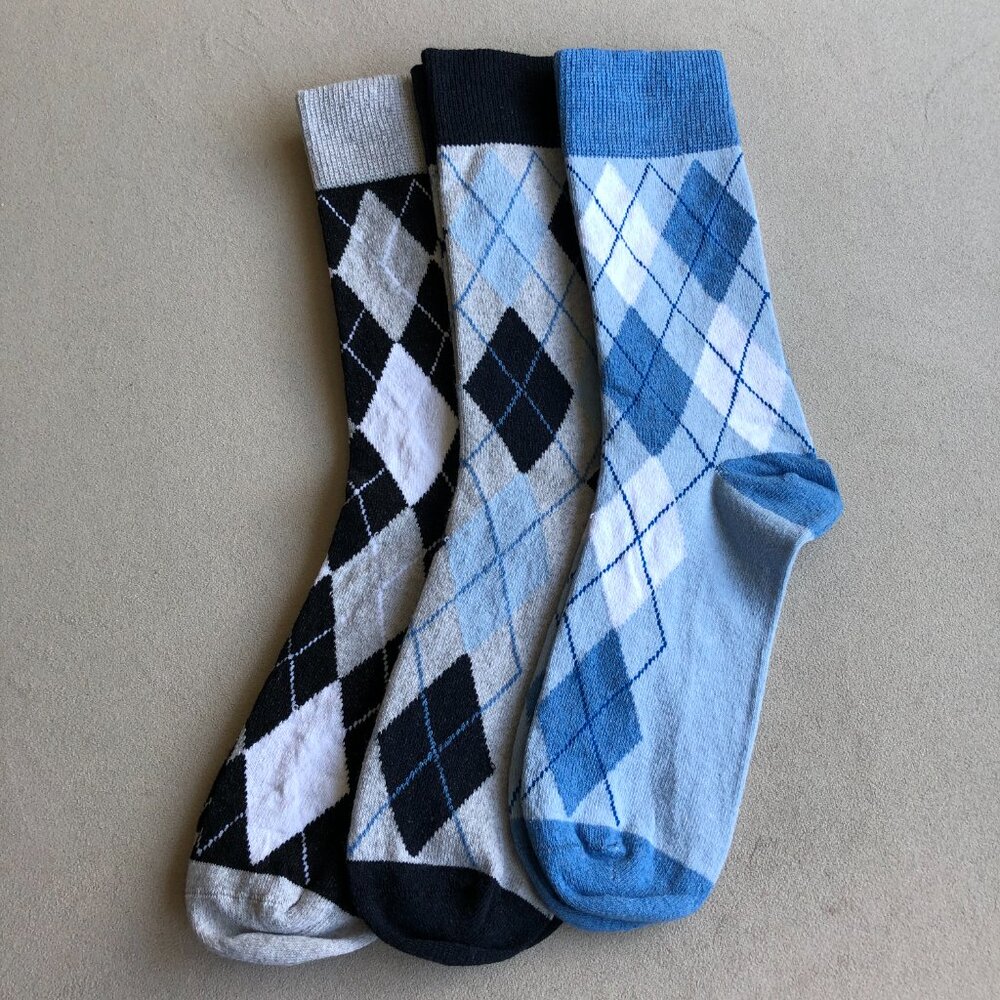 New Men Cotton Socks Argyle Crew Dress Socks 6 Pairs - Picture 7 of 7